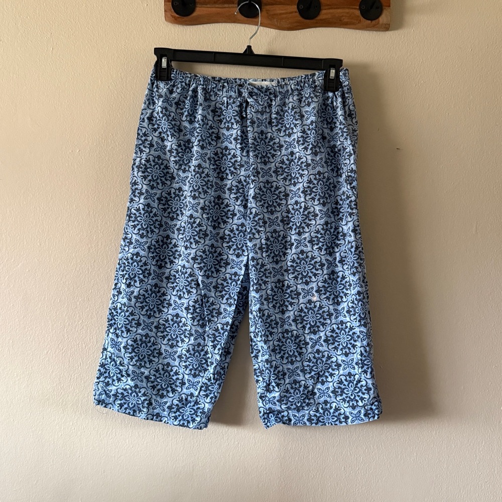 Y2K Aeropostale Blue Medallion Mid Rise 100% Cotton Gaucho Pants Wide Leg size S